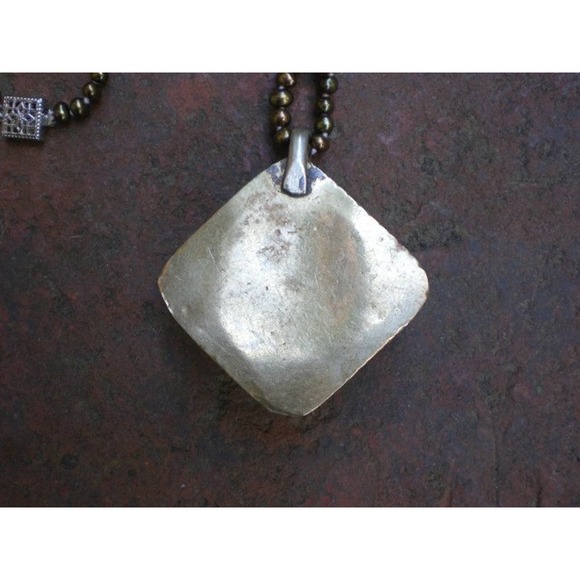 Vintage Hammered Brass Fresh Water Pearl Necklace - Picture 5 of 5